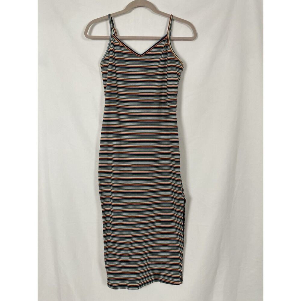 Active USA Women's Stripe Knit Slip Dress Side Slit Size L